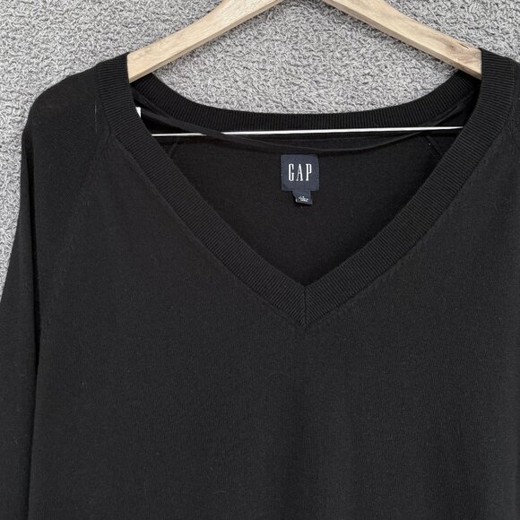 Gap Easy Pullover Cotton Modal blend Vneck sweater Black - Picture 5 of 8